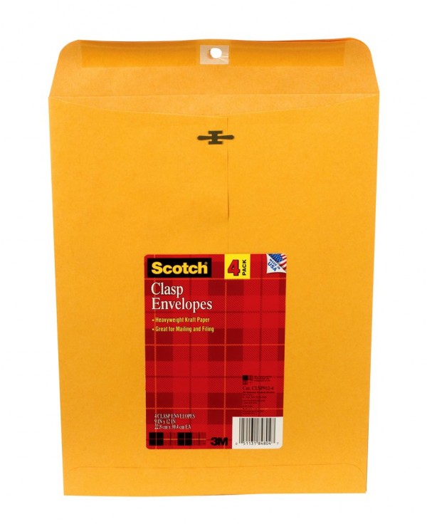 Scotch™ Clasp Envelopes, CLSP912-4, 9 in x 12 in