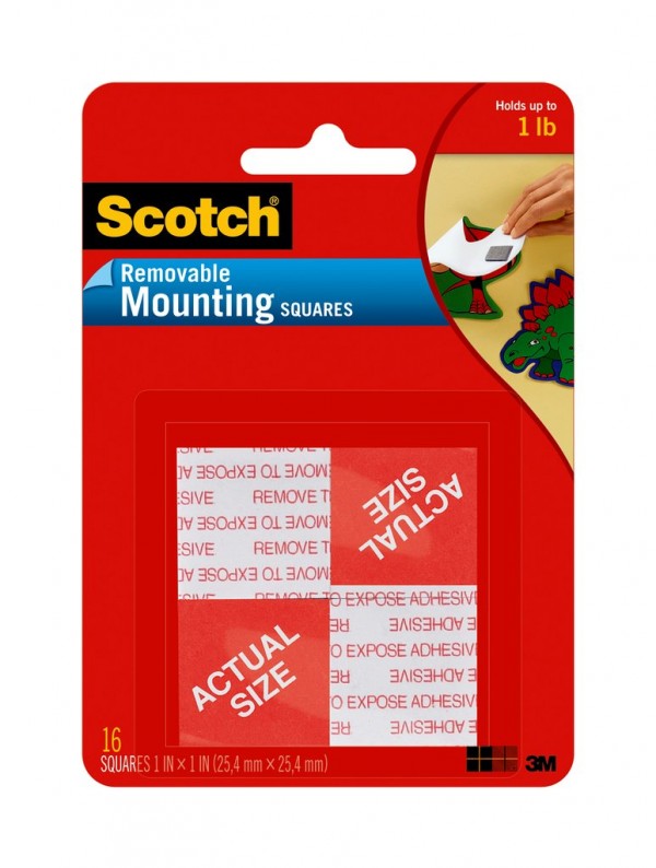 Scotch® Mounting Squares 108, 1 in x 1 in (25,4 mm x 25,4 mm), 16 Squares