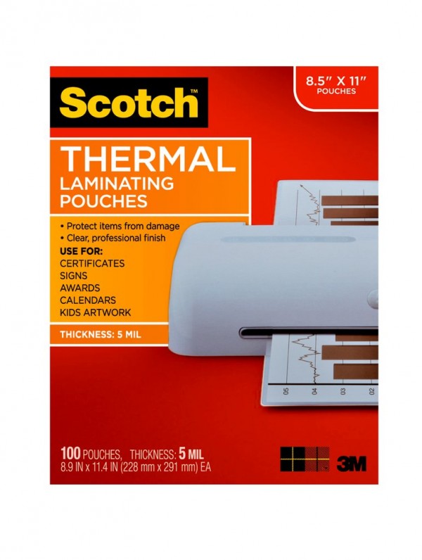Scotch™ Thermal Pouches 5 mil TP5854-100, 8.9 in x 11.4 in (228 mm x 291 mm)