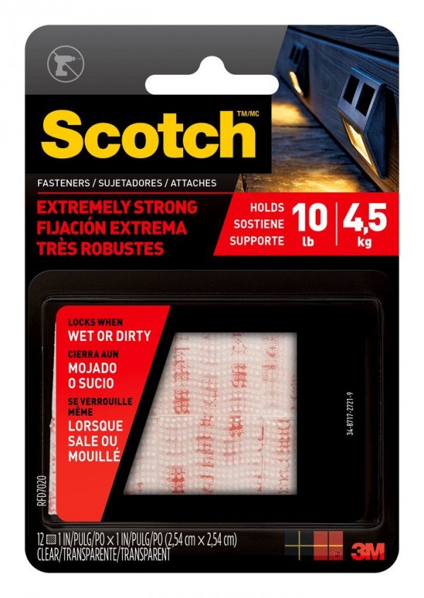 54 PACK Scotch Extreme Fasteners RFD7020 FIFTY-FOUR Squares Measure 1" X 1" Ea 