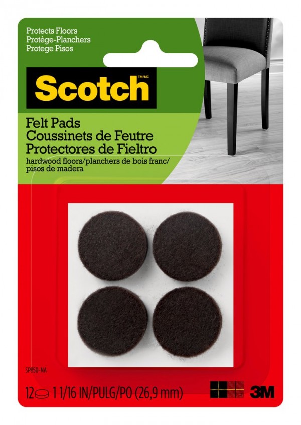 Scotch™ Felt Pads Brown Round SP850-NA, 1 1/16 inch