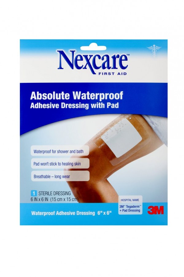 Nexcare™ Absolute Waterproof Adhesive Dressing with Pad W3588, 6 in x 6 in