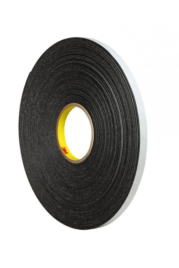 3M™ Double Coated Polyethylene Foam Tape 4466 Black, 1/2 in x 36 yd 1/16 in, 18 per case Bulk