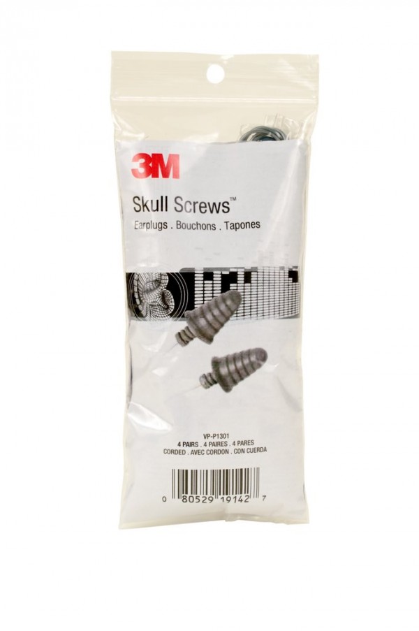 3M™ Skull Screws™ Corded Earplugs in Vending Pack VP-P1301, 4 pair/pack, 125 packs/case