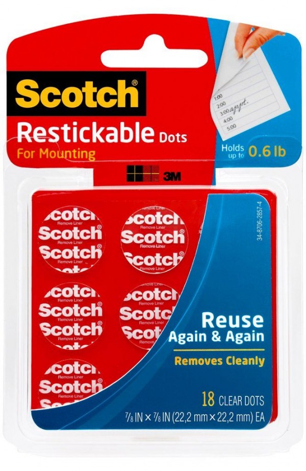 Scotch® Restickable Dots R105, 7/8 in x 7/8 in (22,2 mm x 22,2 mm)