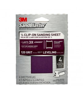 3M™ SandBlaster™ Clip-On Palm Sanding Sheets 9664SB-ES, 4.5 in x 5.5 in, 120 grit, 4/pk