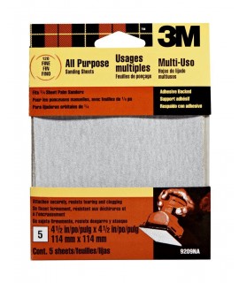 3M™ Adhesive Backed Palm Sander Sheets 9209DC-NA, 4.5 in x 4.5 in Fine Grit