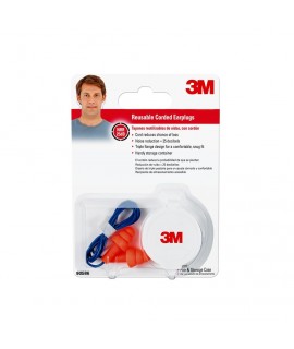 3M™ Corded Reusable Earplugs, 90586-10DC, 1 pair with case/pack, 10 packs/case