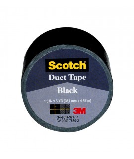 Scotch® Black Duct Tape 1005-BLK-IP 1.5 in x 5 yd (38.1 mm x 4.57 m) 6 rls/inner, 72 rls/cs