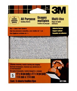 3M™ Adhesive Backed Palm Sander Sheets 9211DC-NA, 4.5 in Coarse Grit