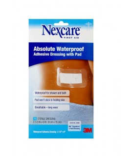 Nexcare™ Absolute Waterproof Adhesive Dressing with Pad W3589, 3 1/2 in x 6 in