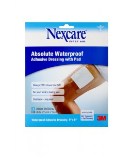 Nexcare™ Absolute Waterproof Adhesive Dressing with Pad W3588, 6 in x 6 in
