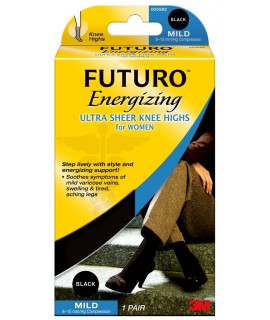 FUTURO™ Ultra Sheer Knee Highs for Women, 71013BEN, Small, Black