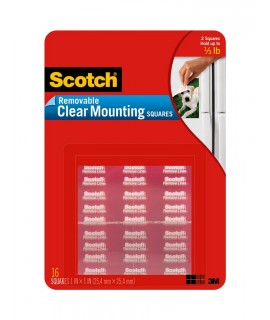 Scotch® Mounting Squares Removable 859-MED , 1 in x 1 in (25,4 mm x 25,4 mm) Clear
