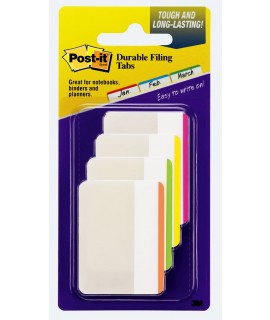 Post-it® Durable Tabs 686F-1BB, 2 in x 1.5 in (50.8 mm x 38 mm) Beige, Green, Red, Canary Yellow 24 pk/cs