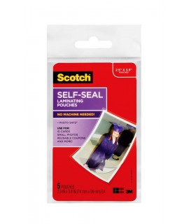 Scotch™ Self-Sealing Laminating Pouches PL903G, 2.9 in x 3.8 in (74 mm x 99 mm)