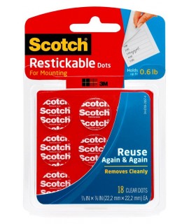 Scotch® Restickable Dots R105, 7/8 in x 7/8 in (22,2 mm x 22,2 mm)