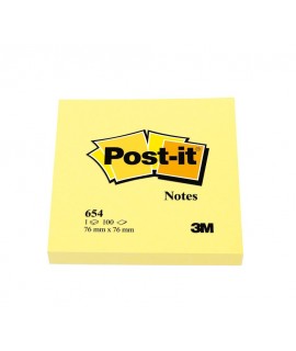 Post-it® Notes 654, 3 in x 3 in, (7.62 cm x 7.62 cm) Canary Yellow