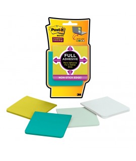 Post-it® Super Sticky Full Adhesive Notes F330-4SSFM Bora Bora Collection, 25 Sheets/Pad, 4 Pads/Pack