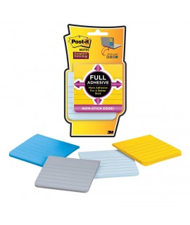 Post-it® Super Sticky Full Adhesive Notes F330-4SSAL Assorted Colors-Lined, 4 pads/pack