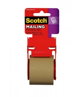 Scotch® Mailing Packaging Tape with dispenser, 147, 1.88 in x 800 in (48 mm x 20.3 m) Tan