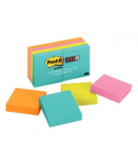 Post-it® Super Sticky Notes 622-8SSMIA, 1 7/8 in x 1 7/8 in (47,6 mm x 47,6 mm), Miami Collection, 8 Pads/Pack, 90 Sheets/Pad