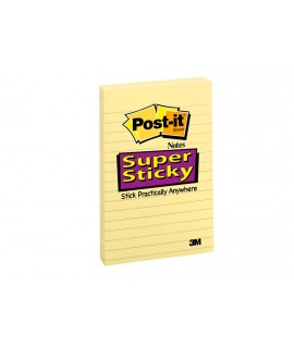Post-it® Super Sticky Notes 4645-3SSCY, 4 in x 6 in (101 mm x 152 mm), Canary Yellow Lined 3 pk 45 sh/pad