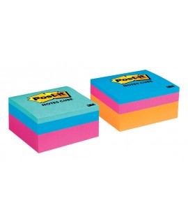 Post-it® Notes Cube 2027-PKOR, 3 in x 3 in (76 mm x 76 mm), Mixed Case, Pink Wave and Orange Wave