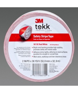 3M™ Safety Stripe Tape 767 DC Red/White 2 in x 36 yd, 12 per case individually wrapped