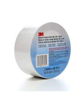3M™ General Purpose Vinyl Tape 764 White, 2 in x 36 yd 5.0 mil, 24 per case Bulk