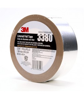 3M™ Aluminum Foil Tape 3380 Silver, 48 mm x 45 m 3.25 mil, 24 rolls per case