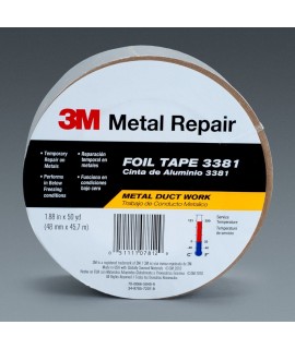 3M™ Aluminum Foil Tape 3381 Silver, 1.88 in x 50 yd 2.7 mil, 12 rolls per case