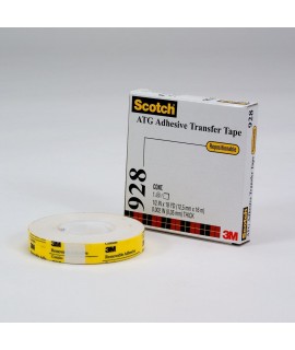 Scotch® ATG Repositionable Double Coated Tissue Tape 928 Translucent White, 0.25 in x 18 yd 2.0 mil, 12 rolls per inner 6 inners per case