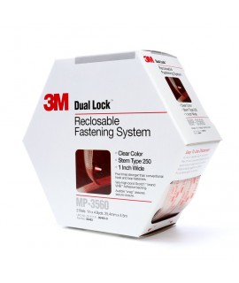 3M™ Dual Lock™ Reclosable Fastener MP3560 250 Clear, 1 in x 4.9 yd, 0.22 in engaged thickness, 2 per pack 5 per case, Boxed