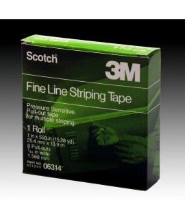 Scotch® Fine Line Striping Tape, 8 Pull Outs, 06314, 1 in x 550 in, 12 per inner 48 per case