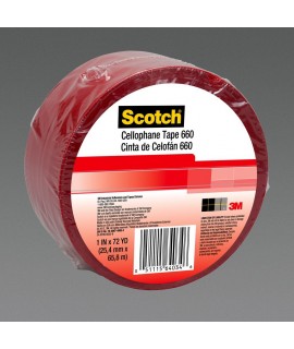 Scotch® Light Duty Packaging Tape 660 Red Heat Resistance Splicing, 1-1/2 in x 72 yd, 24 per case Bulk