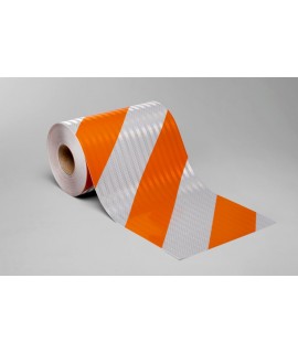 3M™ Flexible Prismatic Reflective Barricade Sheeting 3336R Orange/White, 7 3/4 in x 50 yd