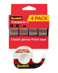 2023627O_scotch-transparent-tape-in-pack-image-of-4-pack-of-dispensered-tape-with-one-dispenser-shown-in-the