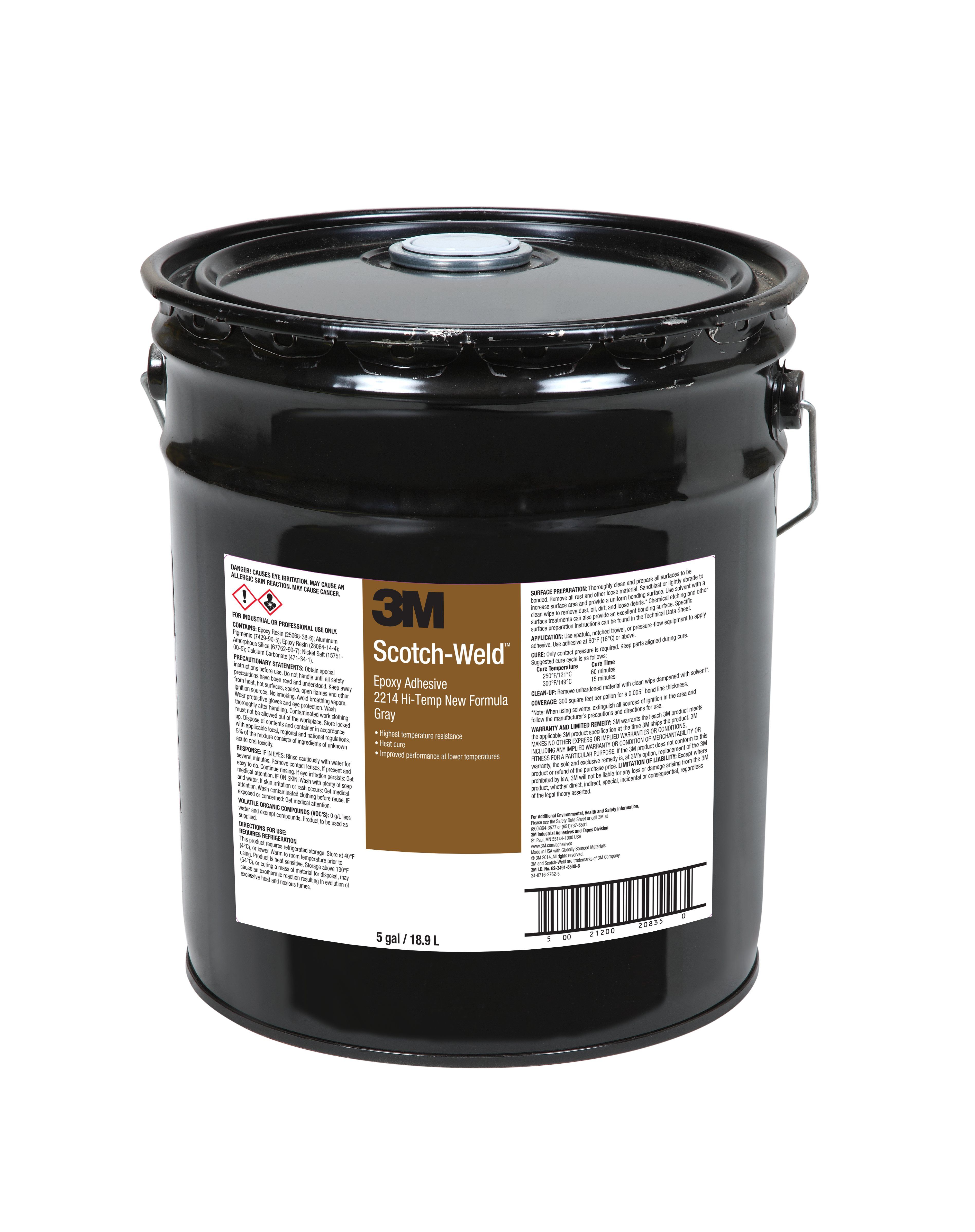 3M™ Scotch-Weld™ Epoxy Adhesive 2214, Hi-Temp New Formula, Gray, 5 Gallon (Pail), Drum