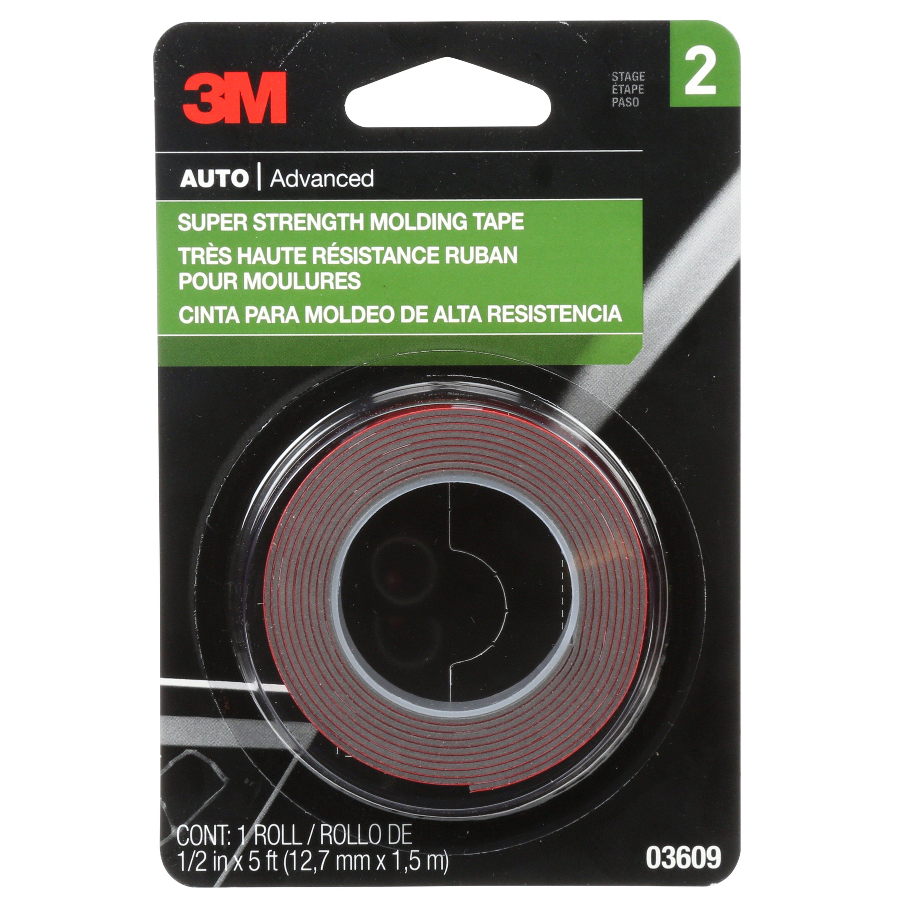 3M™ Super Strength Molding Tape, 03609, 1/2 in x 5 ft, 24 per case
