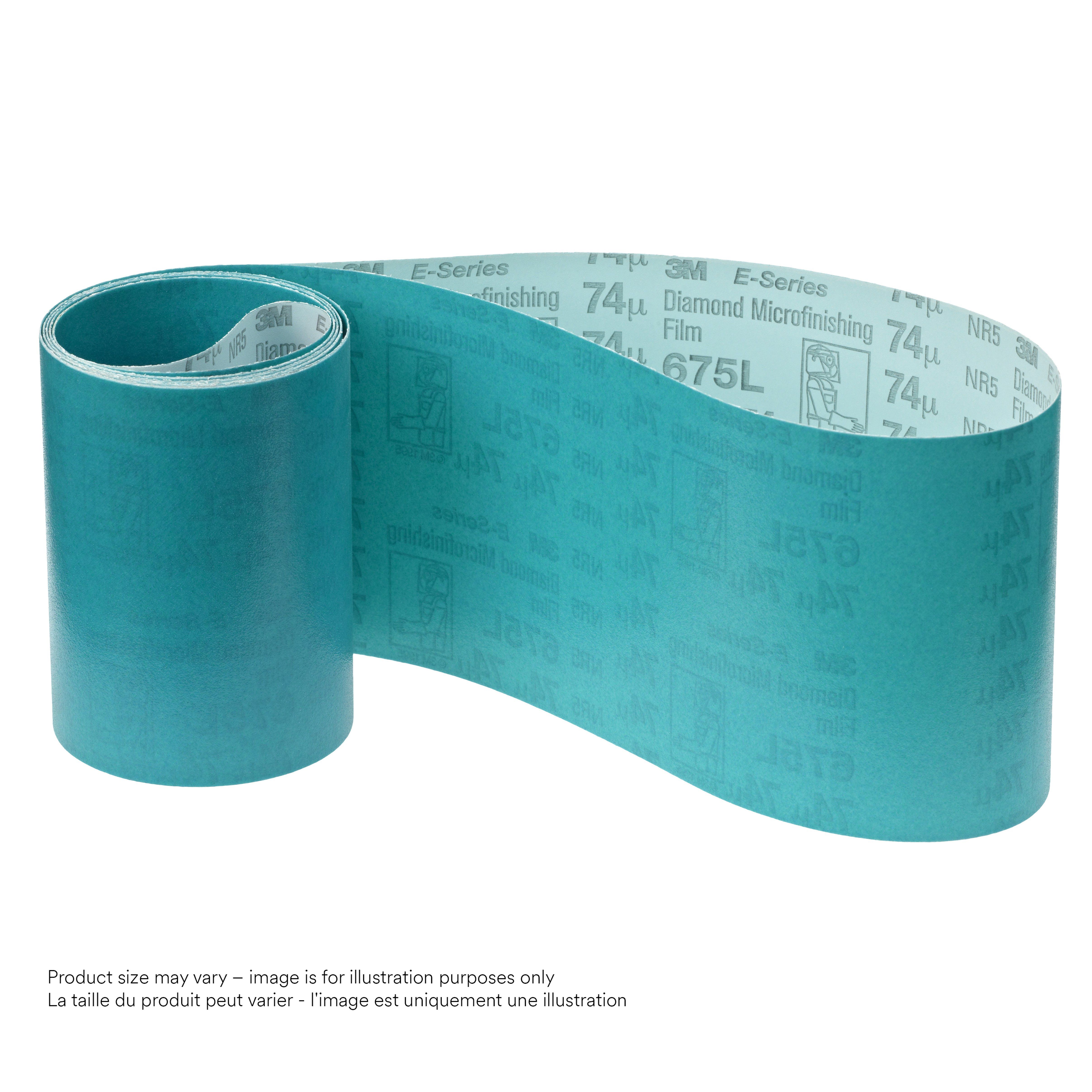 3M™ Diamond Microfinishing Film Belt 675L, 74 Mic 6MIL, Teal, 3 in x 30in