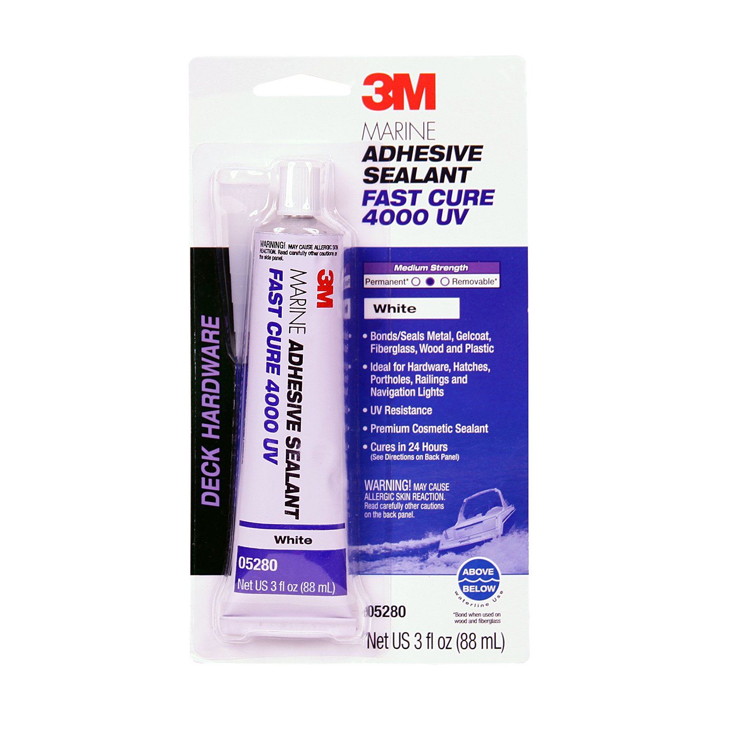 3M™ Marine Adhesive Sealant 4000UV, PN05280, White, 3 oz Tube, 6/Case