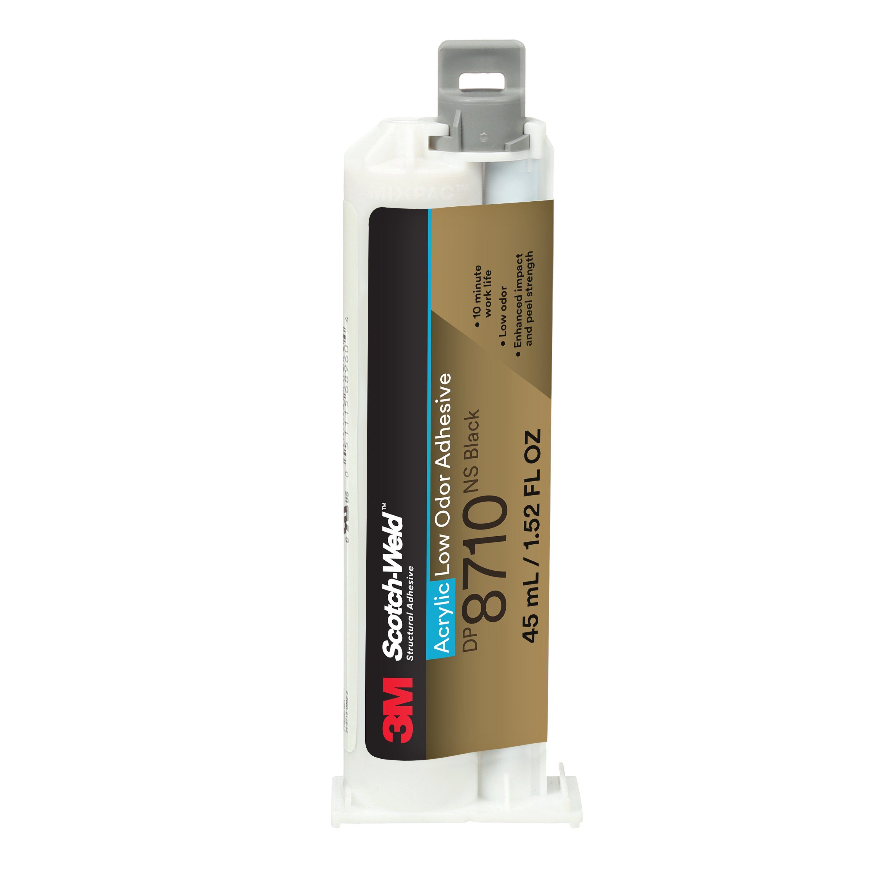 3M™ Scotch-Weld™ Low Odor Acrylic Adhesive DP8710NS, Black, 45 mL Duo- Pak, 12/Case