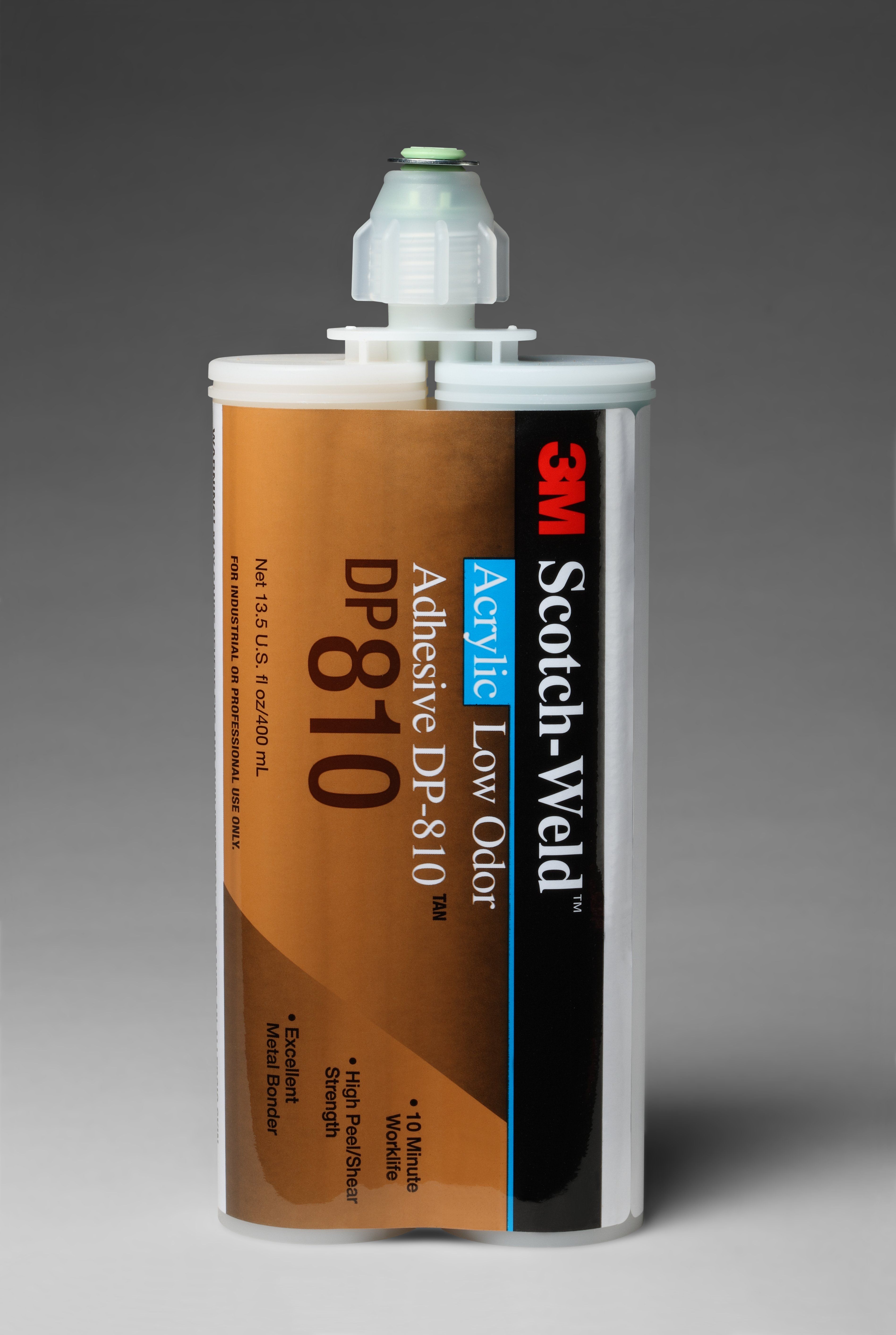 3M™ Scotch-Weld™ Low Odor Acrylic Adhesive DP810, Tan, 400 mL Duo-Pak, 6/Case