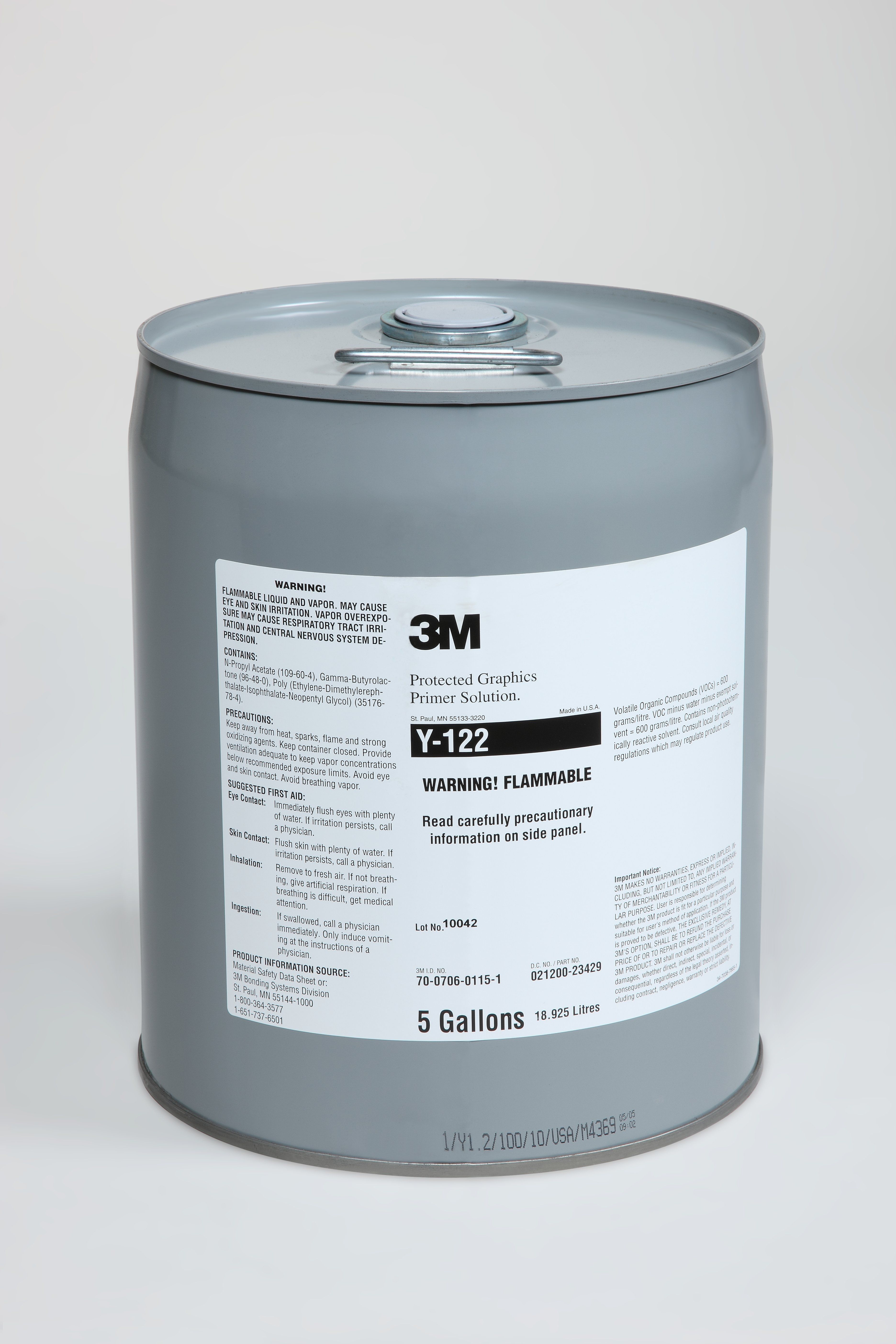 Scotch® Primer Y122, Transparent, 5 Gallon (Pail), Drum