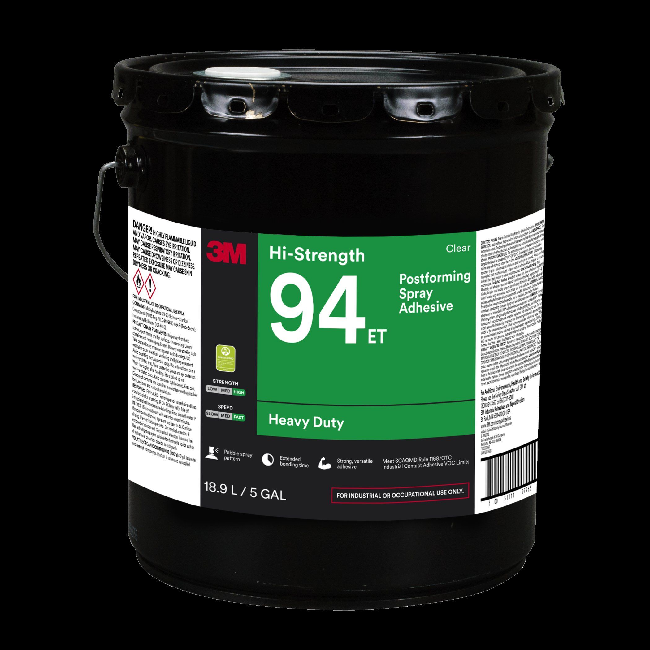 3M™ Hi-Strength 94, ET Adhesive, Clear, 5 Gallon (Pail), Drum